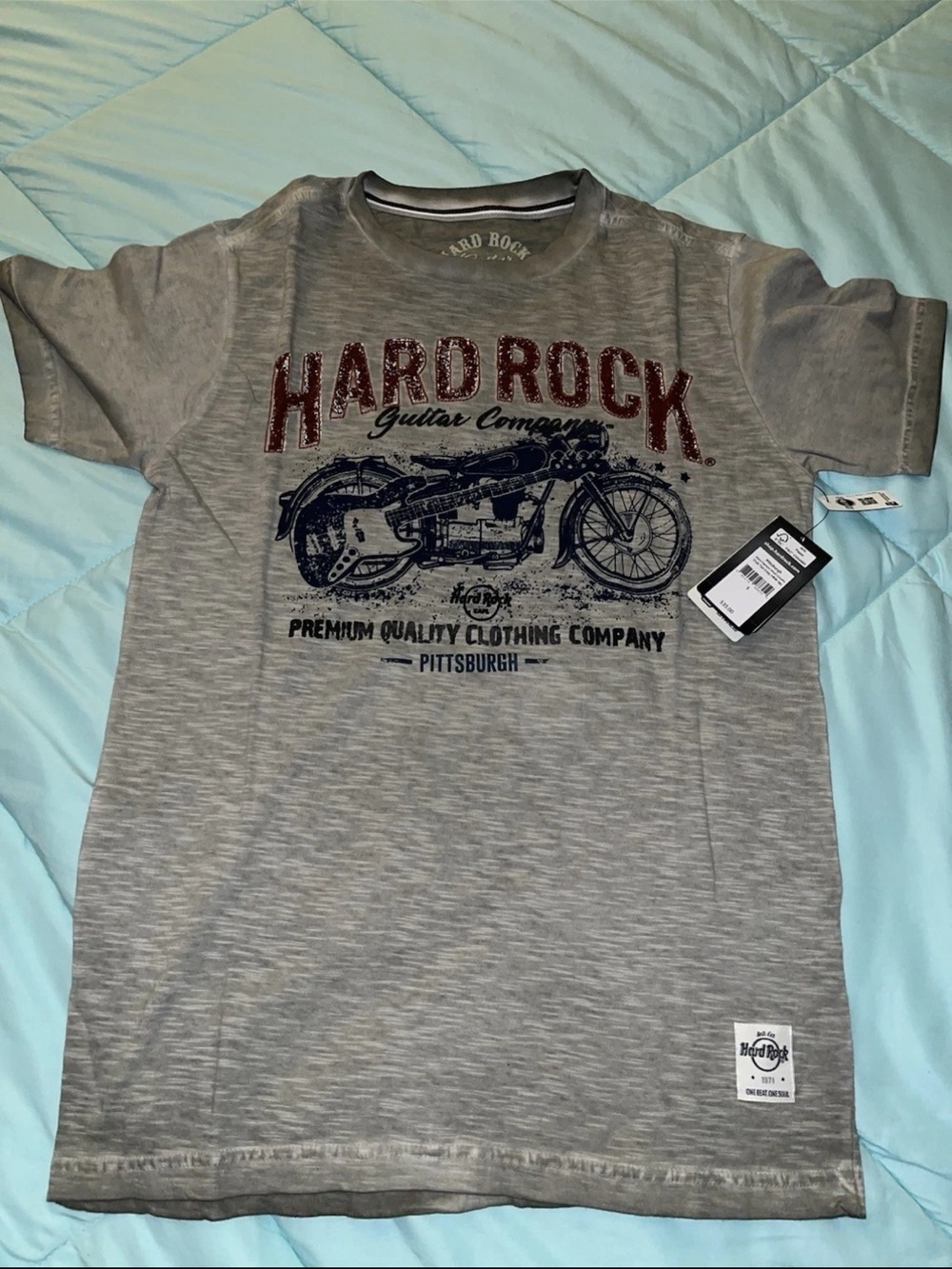 Hard Rock Cafe Pittsburgh Guitar Company Motorcycle Grey Men’s Shirt Size S NWT